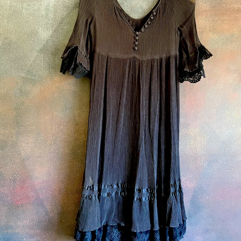 Juicy Couture Midi Peasant Black Dress